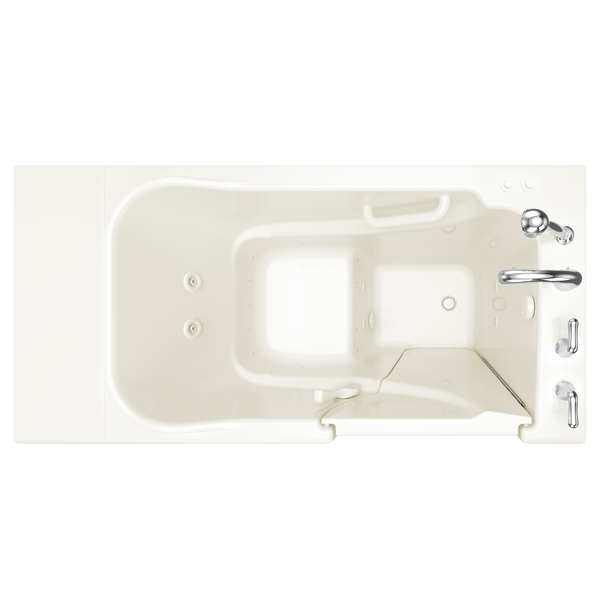 Gelcoat Entry Series 52 x 30 Inch Walk In Tub With Combination Air Spa and Whirlpool Systems - Right Hand Drain With Faucet BISCUIT